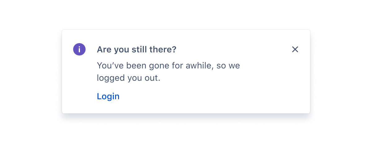 Information flag informing someone they have been logged out. The call-to-action is to login.