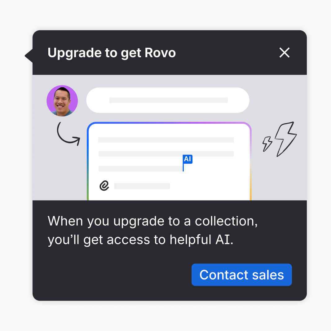 Example of a spotlight with content that promotes purchasing collections to get Rovo.