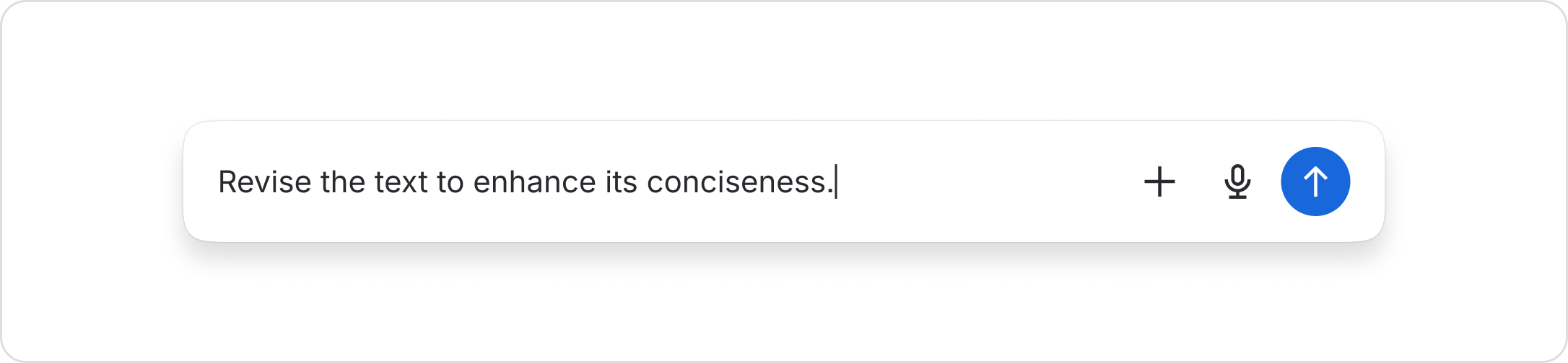 Prompt inline is a floating prompt input with a round arrow submit button. It also has a create icon button and a microphone icon button next to the submit.
