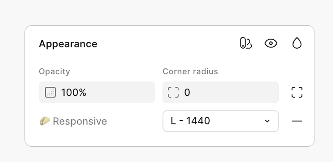 Screenshot of the Figma responsive setting in the appearance panel.