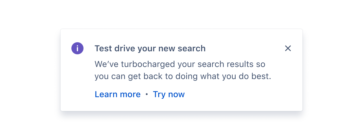 Information flag to highlight a new search feature.