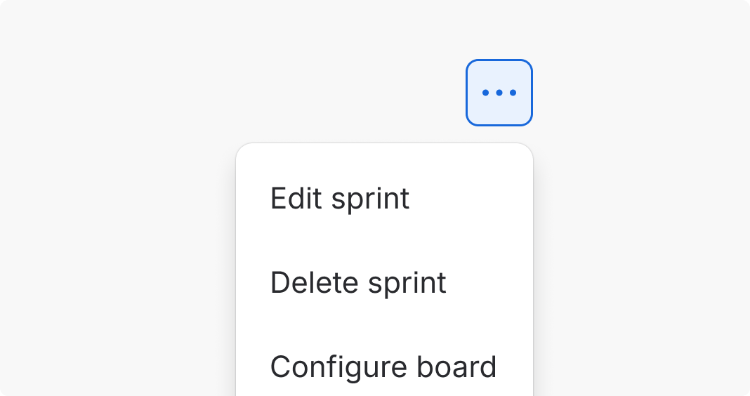A more actions menu where each menu item is simple text label.