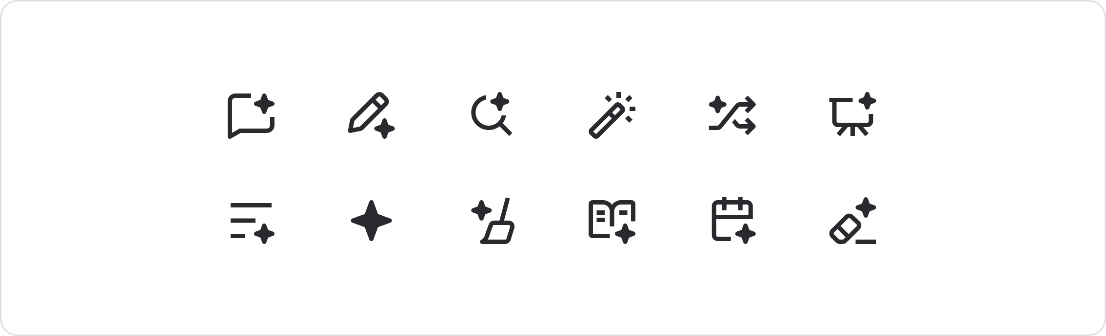 A selection of icons that represent Rovo actions.