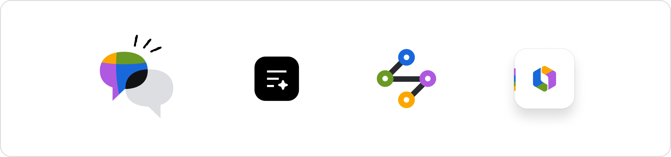 Rovo chat bubble illustration, branded icons, and logo shown together as recognizable Rovo UI elements.