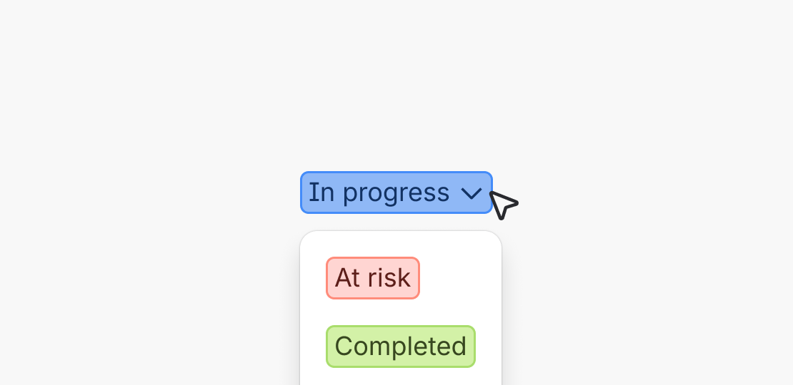 No focus on the first list item appearing immediately on the trigger of a lozenge dropdown.