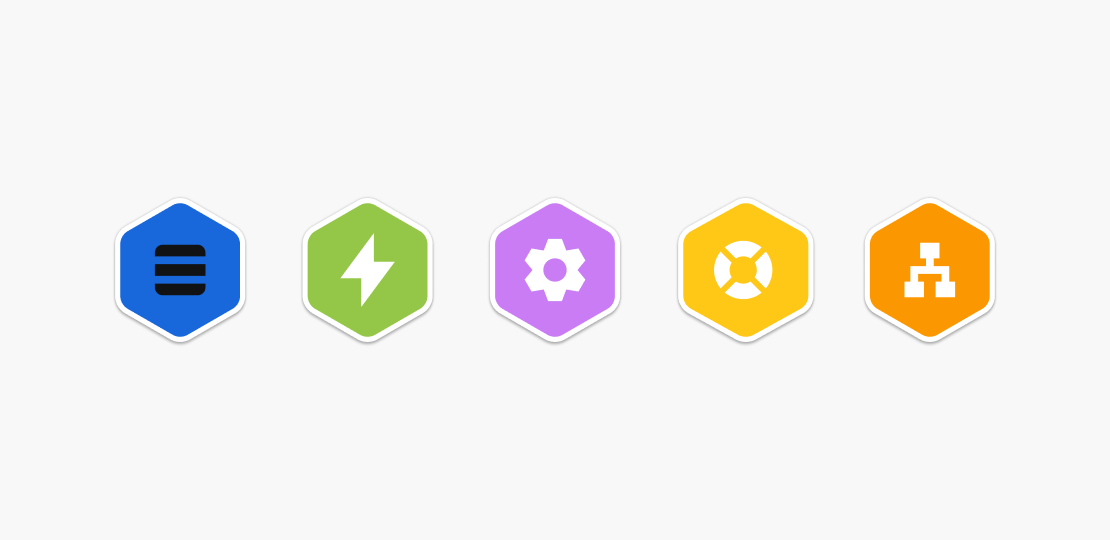 Agent avatars use the discouraged combinations of a black icon on blue and white icons on green, purple, yellow and orange.