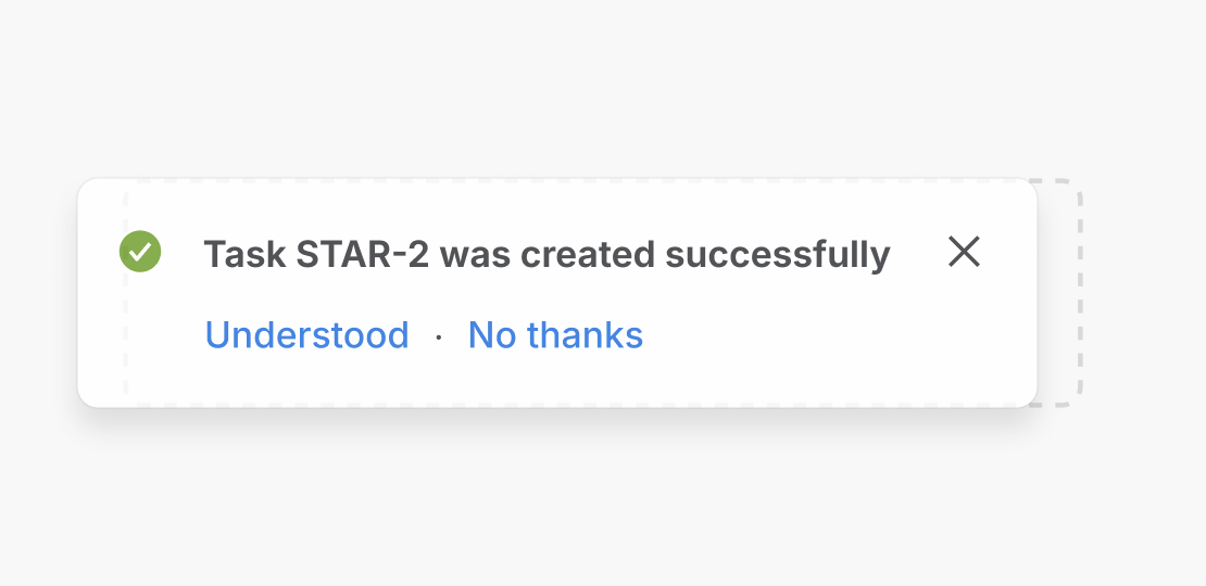 A success Flag sliding in with a fade, showing combined opacity and translation.