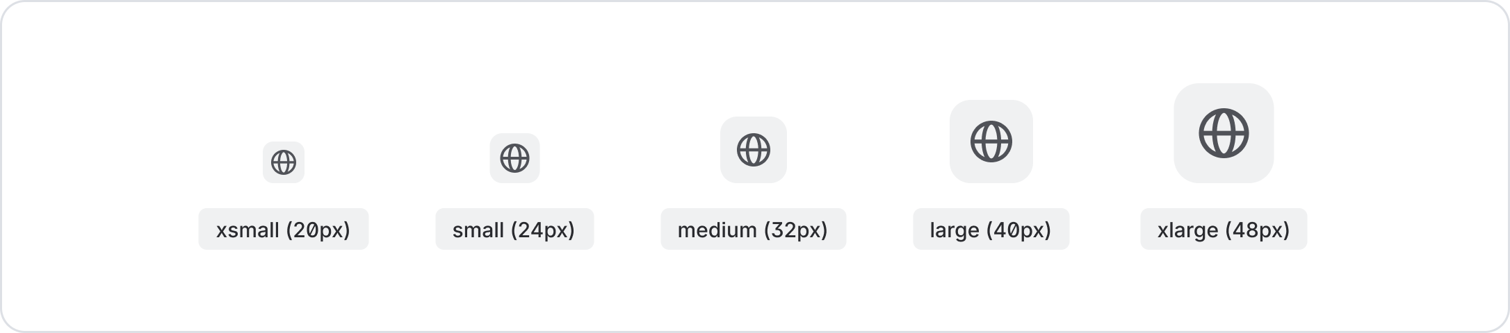 All sizes available for an icon tile