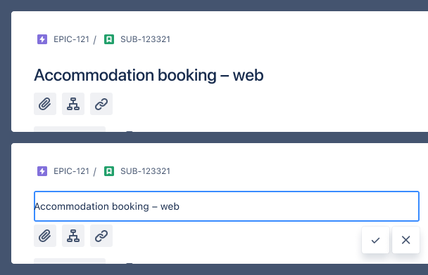 When editing, the inline edit has a different text size and font weight.