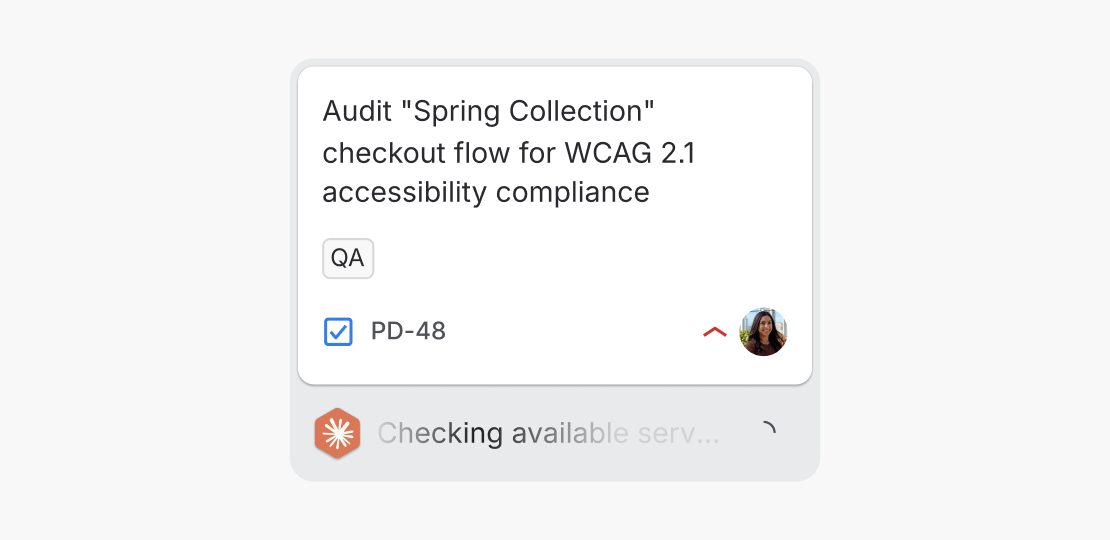 Claude is checking available services for a Jira work item while the human remains the assignee.