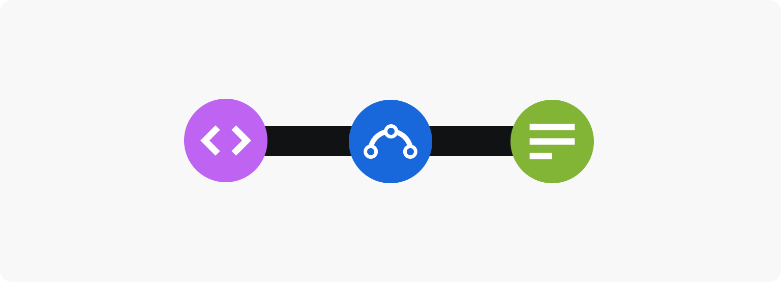 Icons representing engineering, deisgn and content.