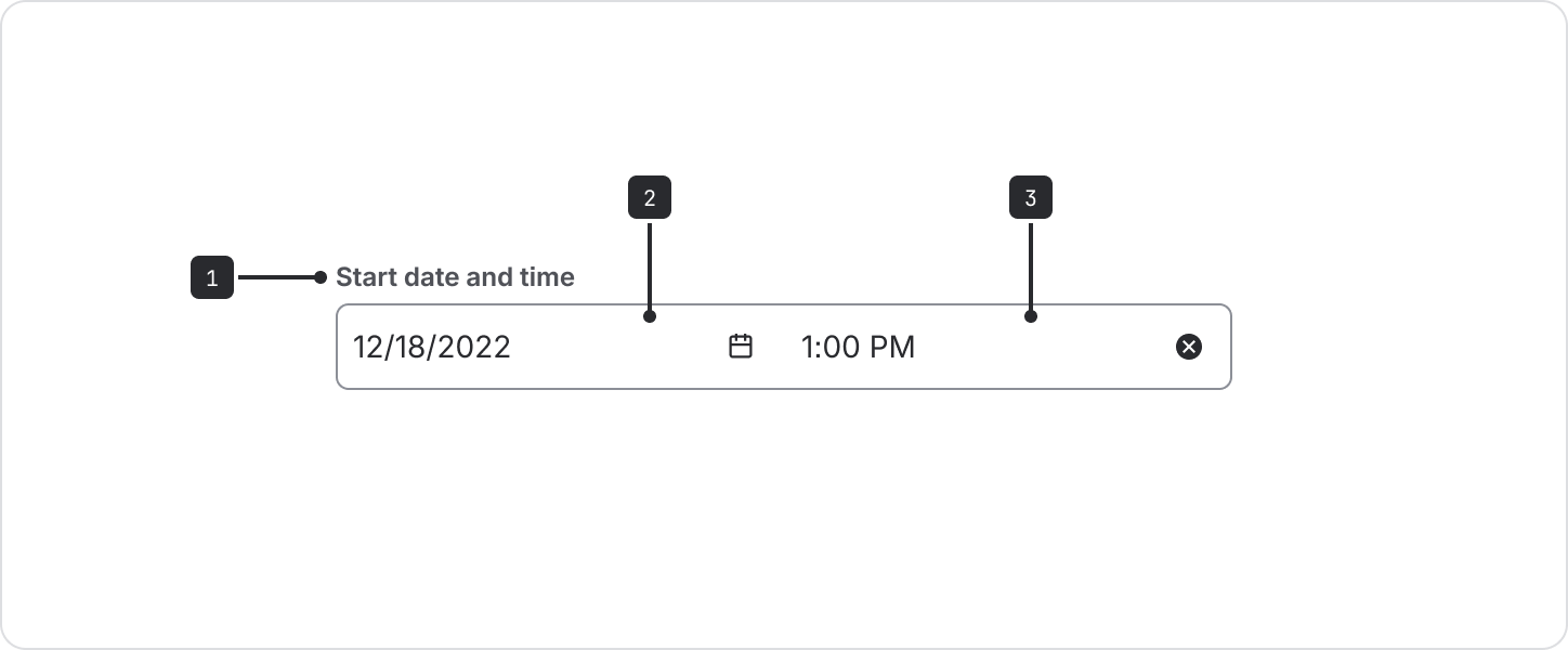 The label is left-aligned above the date field and time field.