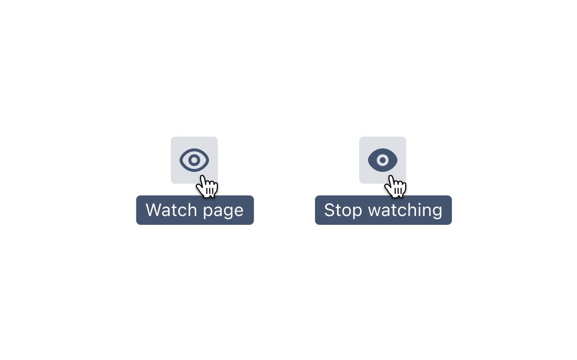 Diagram of two icon buttons, one using a line version and the other using the filled version to denote an action has taken place