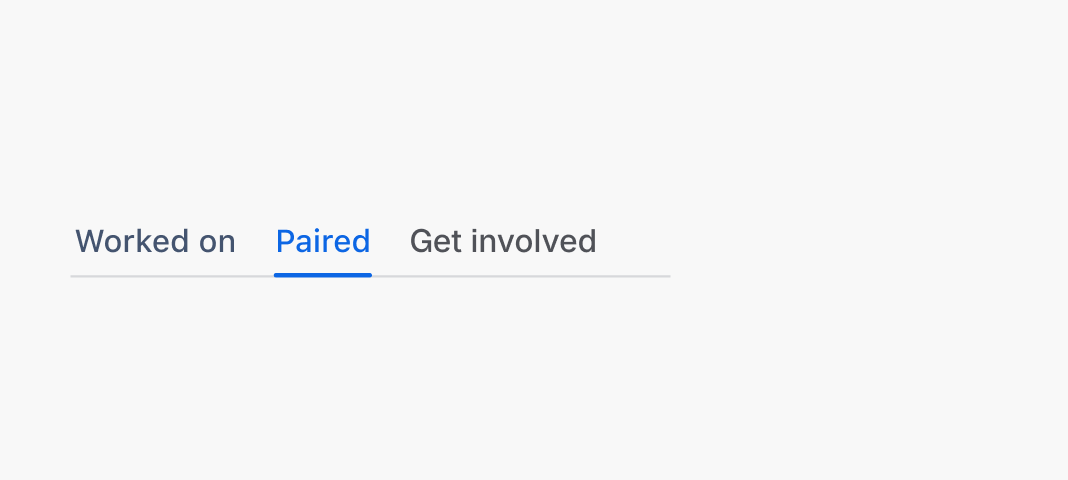Tabs that say in order: worked on, paired with, and get involved.