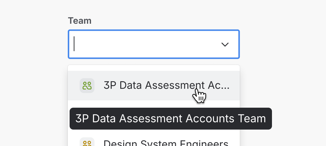 A truncated select menu option, currently hovered, with a tooltip displaying the truncated text