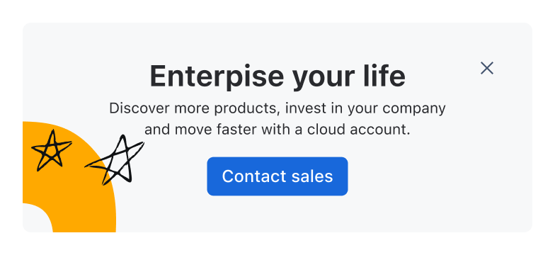 A product dialog containing abstract geometric star shapes as purely decorative background elements, unrelated to the message content